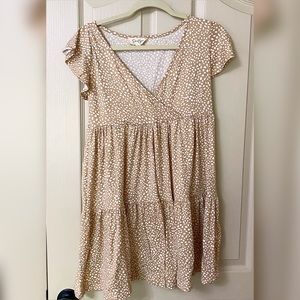 Tj Maxx - Baby doll light brown v neck dress w/ white dots 🤍